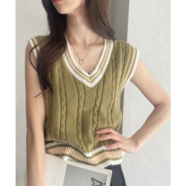 ケーブル編み チルデンニットベスト | Ada. | 詳細画像27 