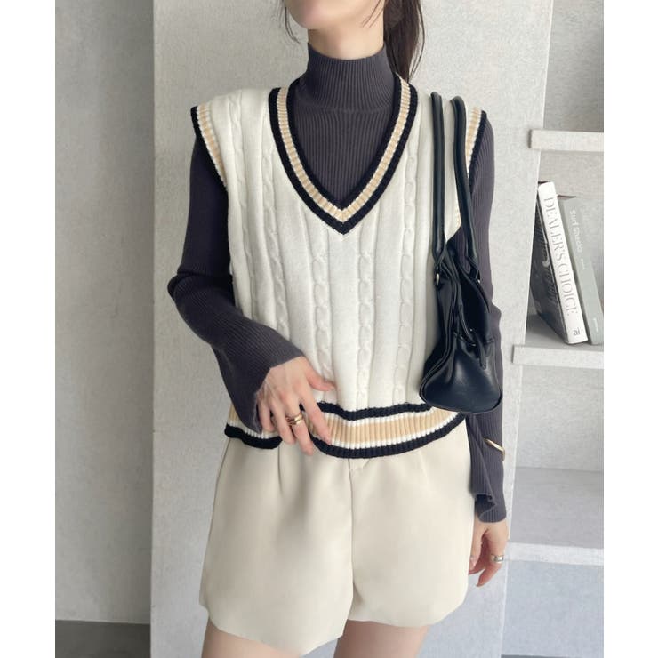 ケーブル編み チルデンニットベスト | Ada. | 詳細画像7 