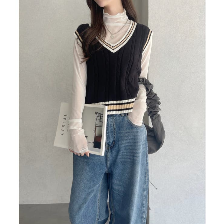 ケーブル編み チルデンニットベスト | Ada. | 詳細画像9 