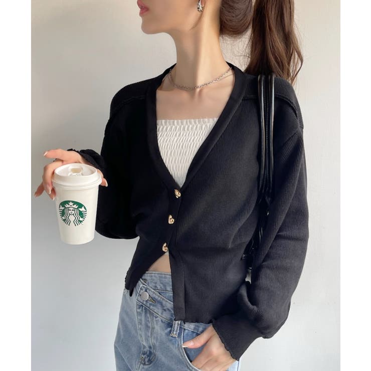 Vネック ハートボタン 長袖 カーディガン | Ada. | 詳細画像11 