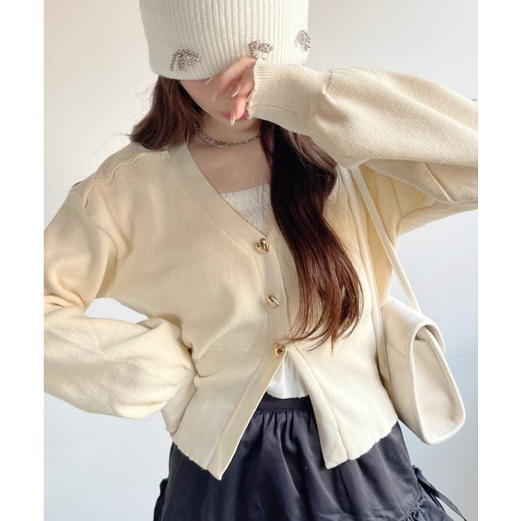 Vネック ハートボタン 長袖 カーディガン | Ada. | 詳細画像19 