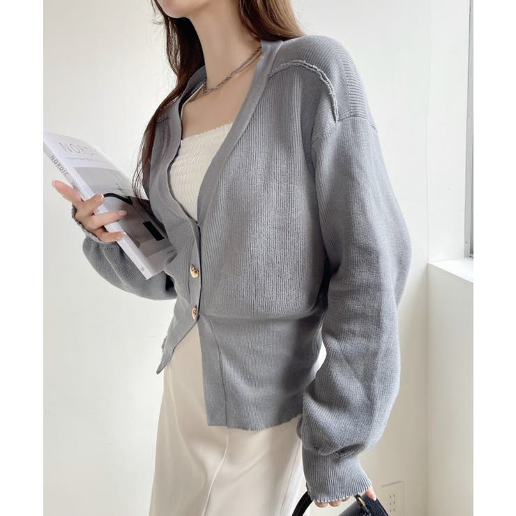 Vネック ハートボタン 長袖 カーディガン | Ada. | 詳細画像23 