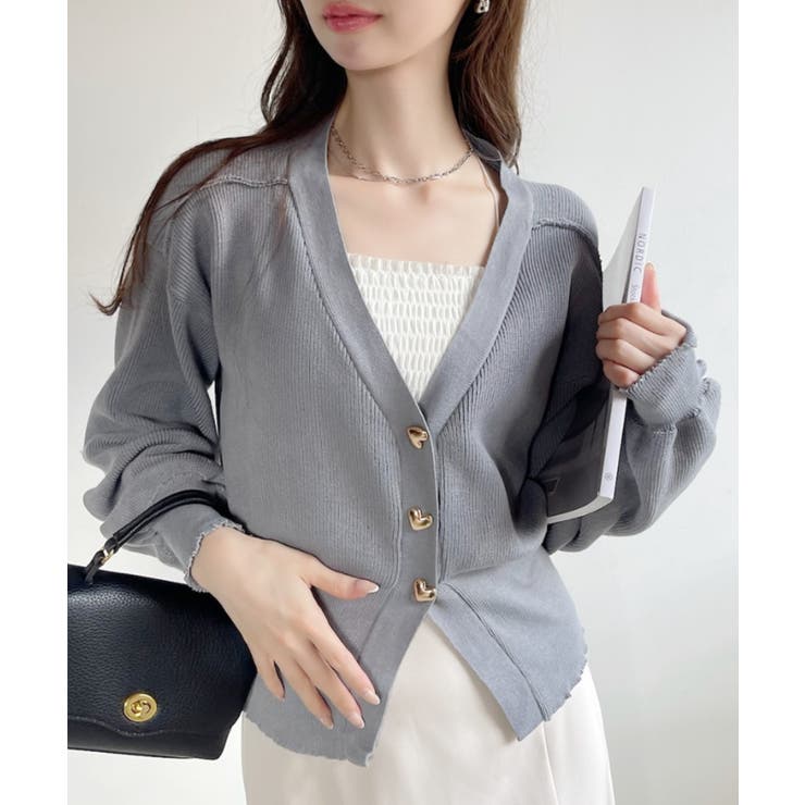 Vネック ハートボタン 長袖 カーディガン | Ada. | 詳細画像24 