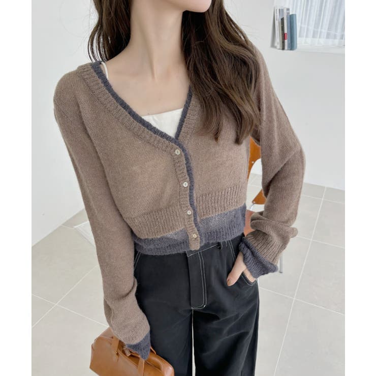 【Eclat one】フェイクレイヤード クロップド カーディガン | Eclat one | 詳細画像12 