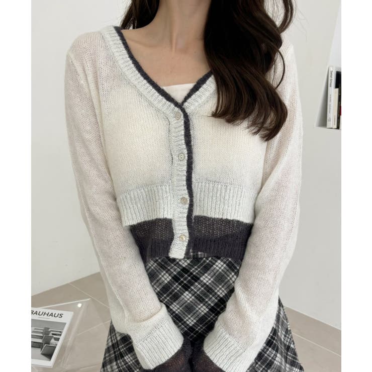 【Eclat one】フェイクレイヤード クロップド カーディガン | Eclat one | 詳細画像18 