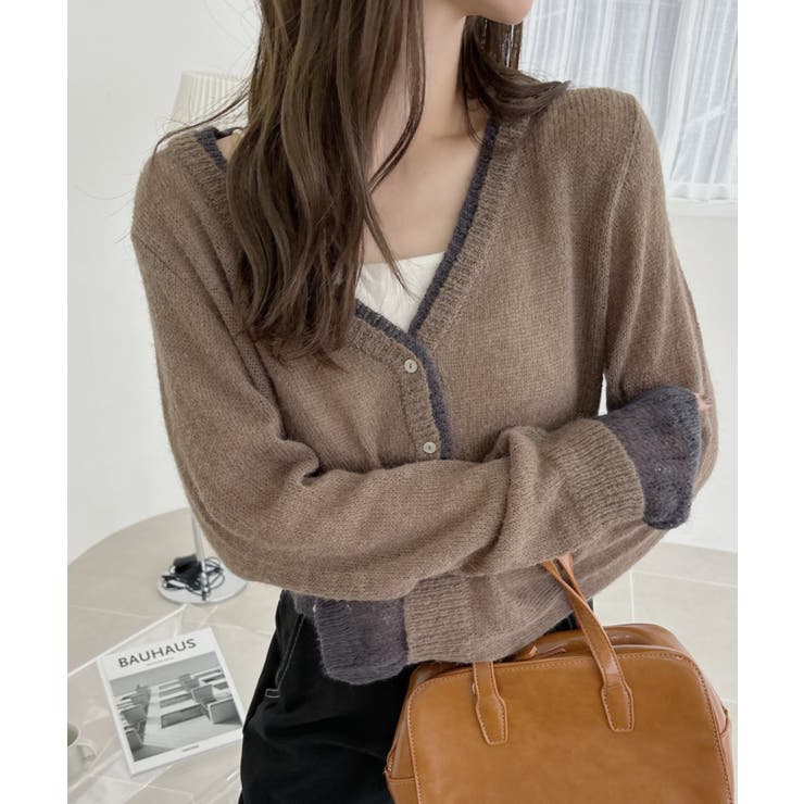 【Eclat one】フェイクレイヤード クロップド カーディガン | Eclat one | 詳細画像3 