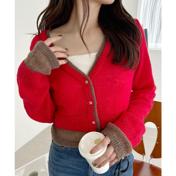 【Eclat one】フェイクレイヤード クロップド カーディガン | Eclat one | 詳細画像5 