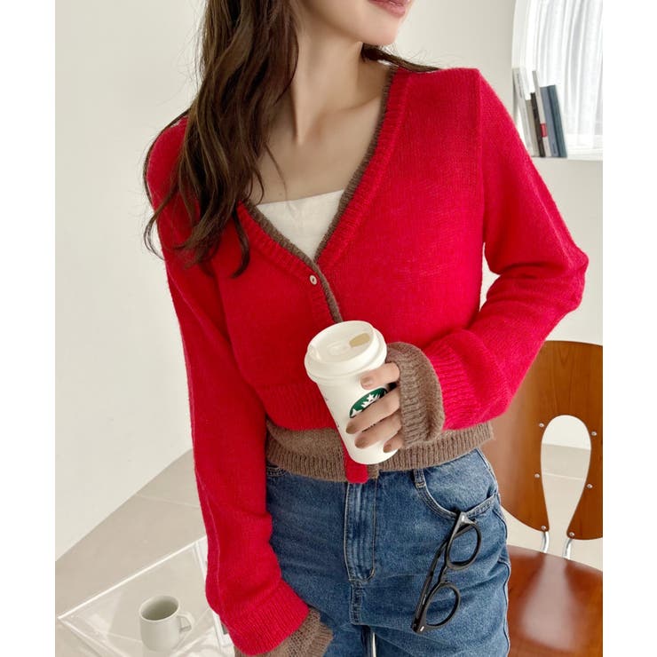 【Eclat one】フェイクレイヤード クロップド カーディガン | Eclat one | 詳細画像6 