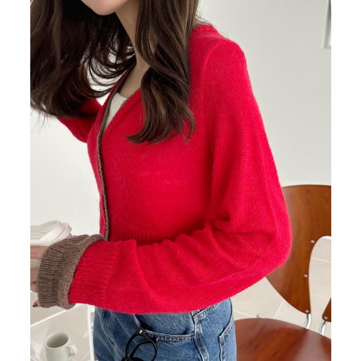 【Eclat one】フェイクレイヤード クロップド カーディガン | Eclat one | 詳細画像7 