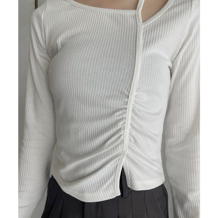 シャーリング アシンメトリー テレコ トップス | Ada. | 詳細画像22 