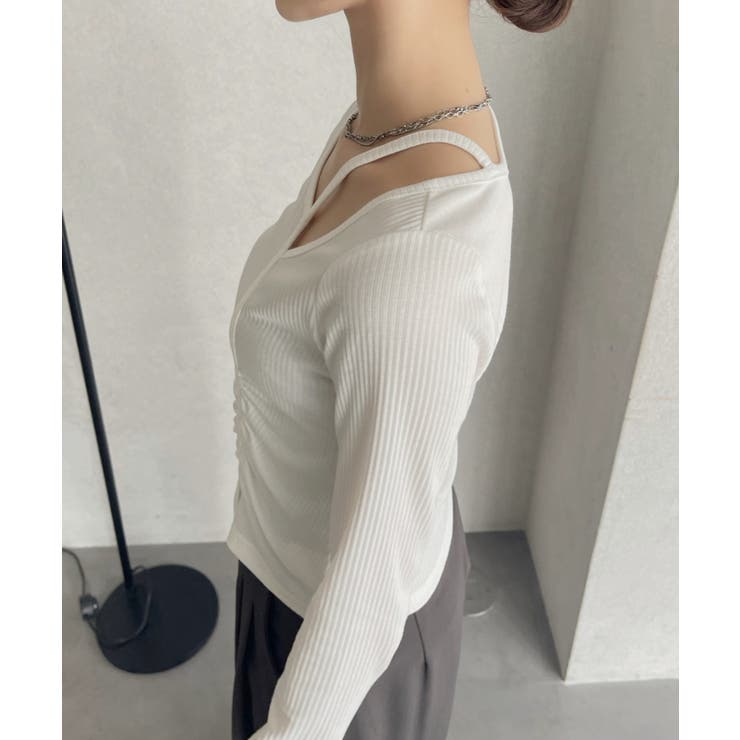 シャーリング アシンメトリー テレコ トップス | Ada. | 詳細画像23 