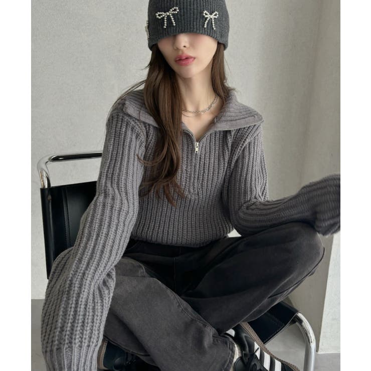 ジャックムス JACQUEMUS ハーフジップショート丈ニット レディース 38