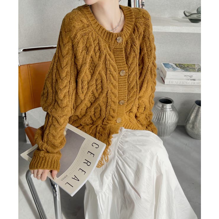 前後2WAY ケーブル フリンジ オーバーサイズ カーディガン | Ada. | 詳細画像10 