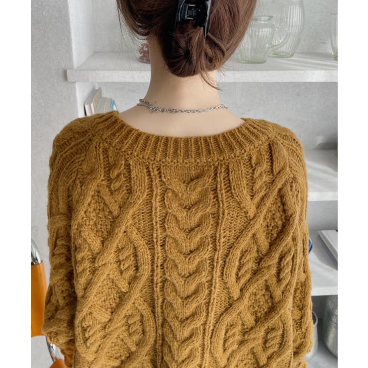 前後2WAY ケーブル フリンジ オーバーサイズ カーディガン | Ada. | 詳細画像14 