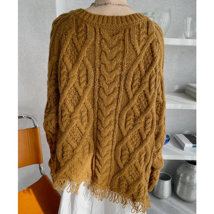 前後2WAY ケーブル フリンジ オーバーサイズ カーディガン | Ada. | 詳細画像15 