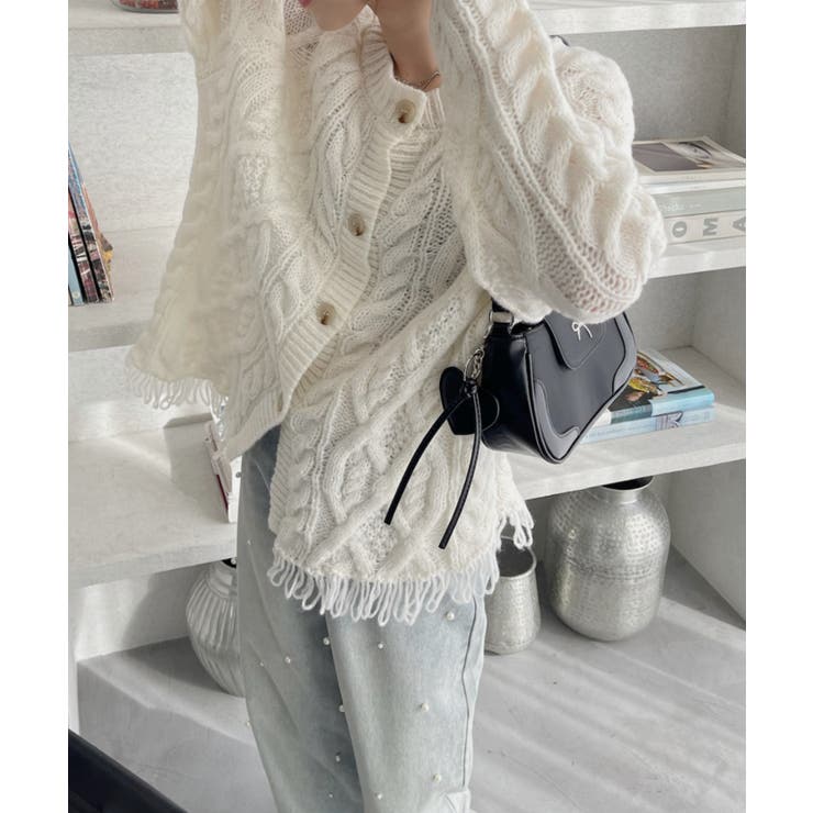 前後2WAY ケーブル フリンジ オーバーサイズ カーディガン | Ada. | 詳細画像26 