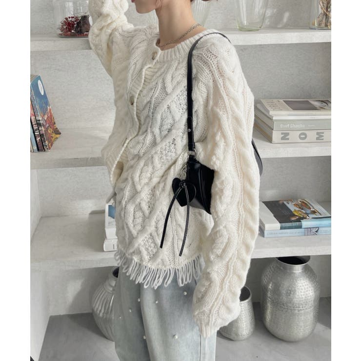 前後2WAY ケーブル フリンジ オーバーサイズ カーディガン | Ada. | 詳細画像27 