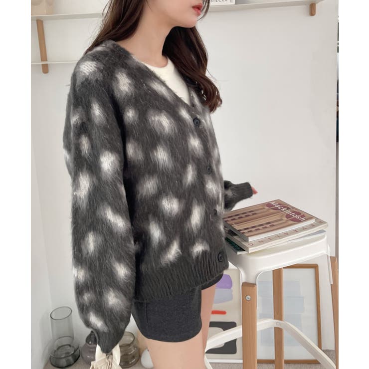 モヘアタッチ レオパード オーバーサイズ カーディガン | Ada. | 詳細画像12 