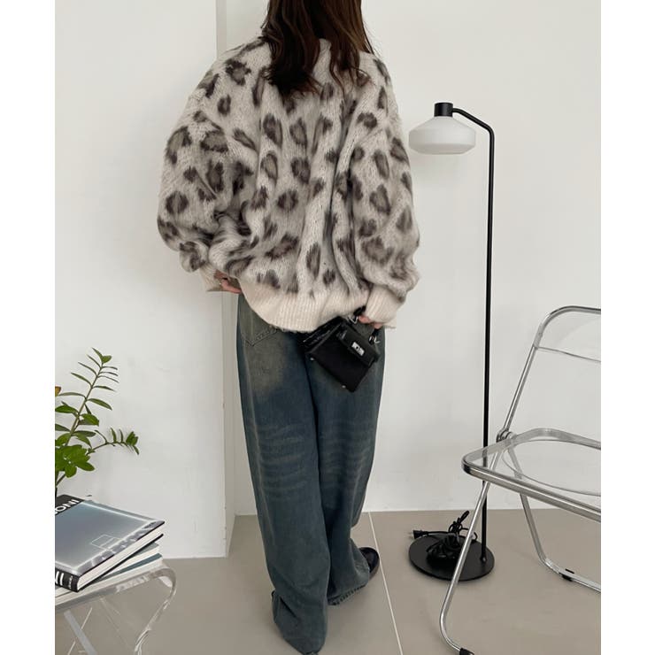 モヘアタッチ レオパード オーバーサイズ カーディガン | Ada. | 詳細画像15 