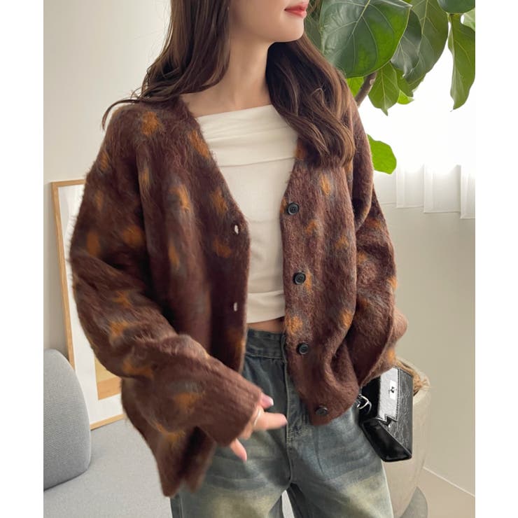 モヘアタッチ レオパード オーバーサイズ カーディガン | Ada. | 詳細画像21 