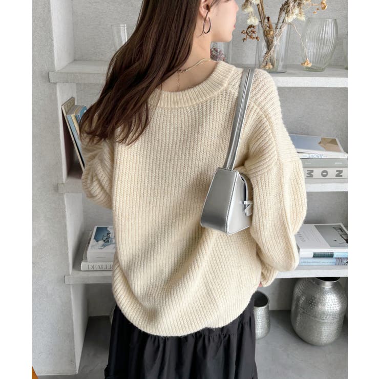 ふんわり モヘアタッチ メランジニット オーバーサイズ