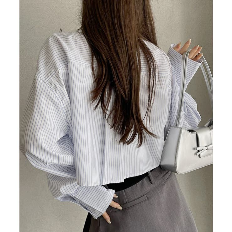 ポケット レイヤード デザイン クロップド シャツ[品番：ORGW0009295