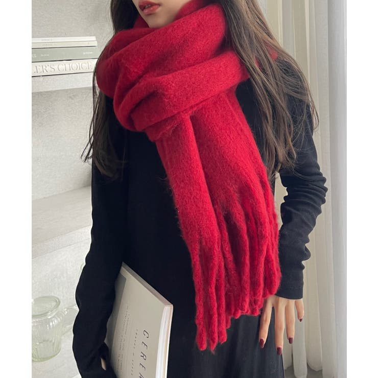 the ednooni 赤マフラー　red the ednooni 赤マフラー red ジョンストンズ ストール マフラー ワイン