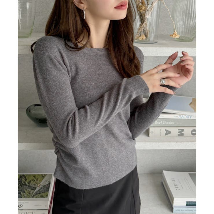 ウエスト サイド シャーリング クルーネック コンパクトニット | Ada. | 詳細画像3 