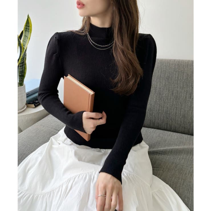 ぷちハイネック 肩パフ コンパクト ニット | Ada. | 詳細画像2 