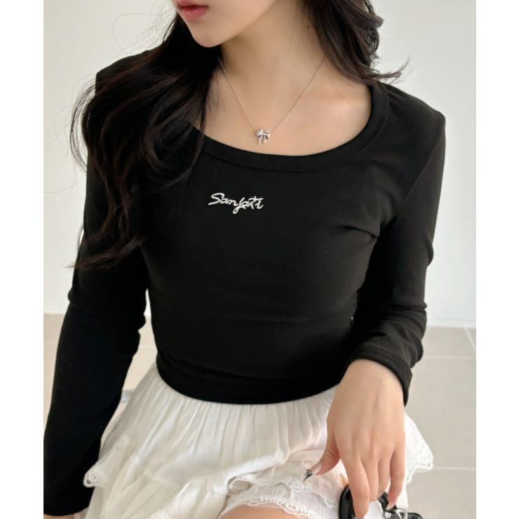 人気の センターロゴ クロップド丈 長袖Tシャツ[品番：ORGW0009399 トップス
