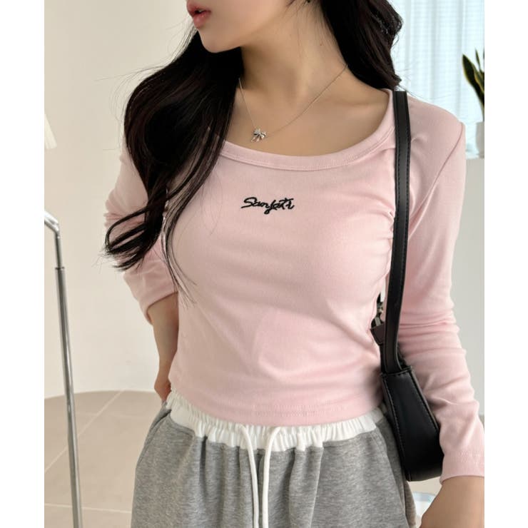 センターロゴ クロップド丈 長袖Tシャツ[品番：ORGW0009399