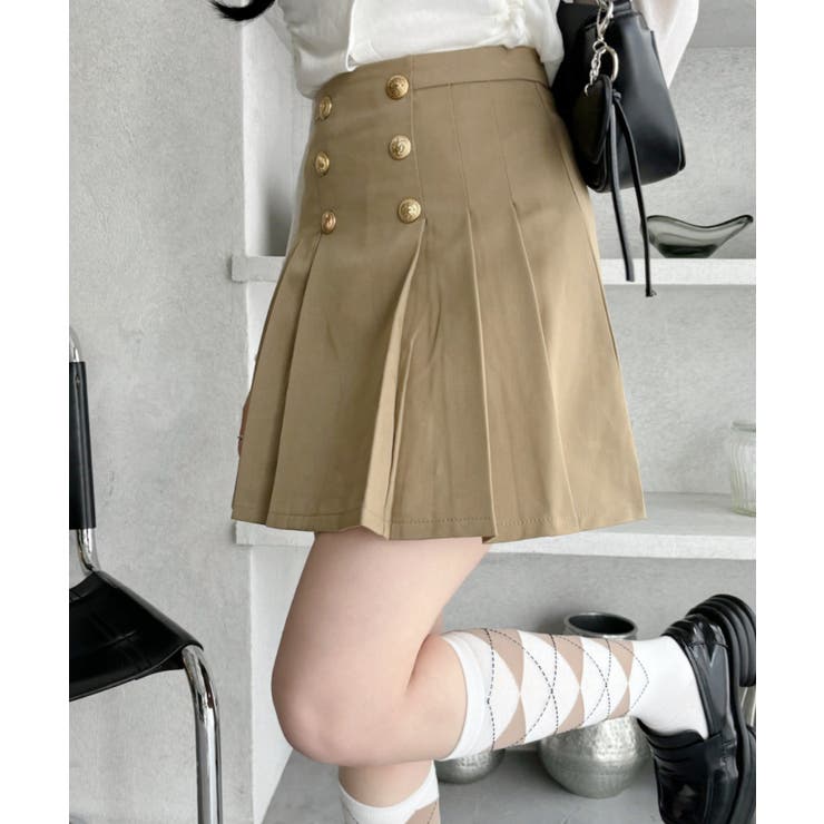 金ボタン ハイウエスト プリーツミニスカート | Ada. | 詳細画像8 