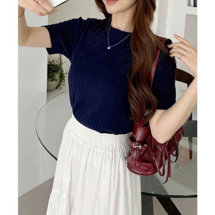 ケーブル デザイン ニット半袖 | Ada. | 詳細画像15 