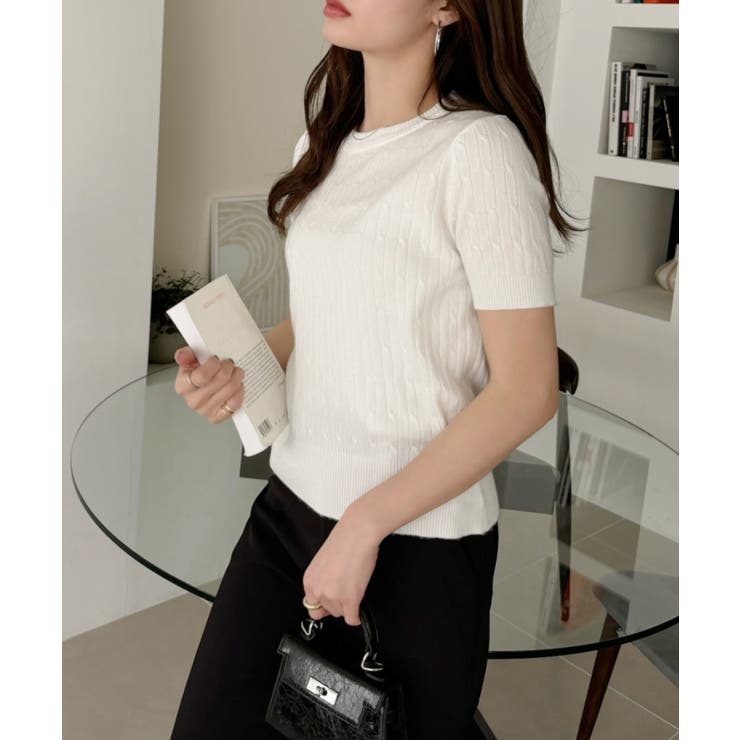 ケーブル デザイン ニット半袖 | Ada. | 詳細画像17 