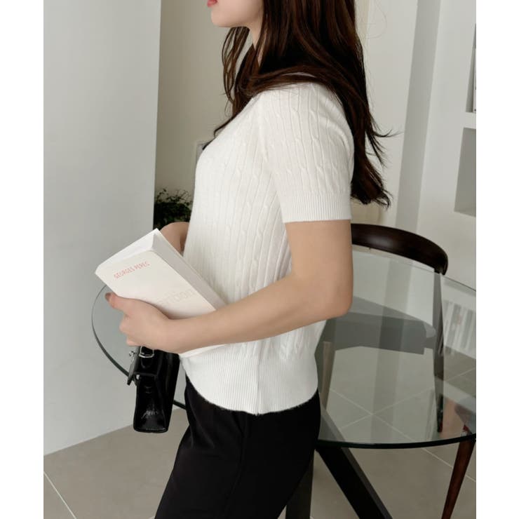 ケーブル デザイン ニット半袖 | Ada. | 詳細画像18 