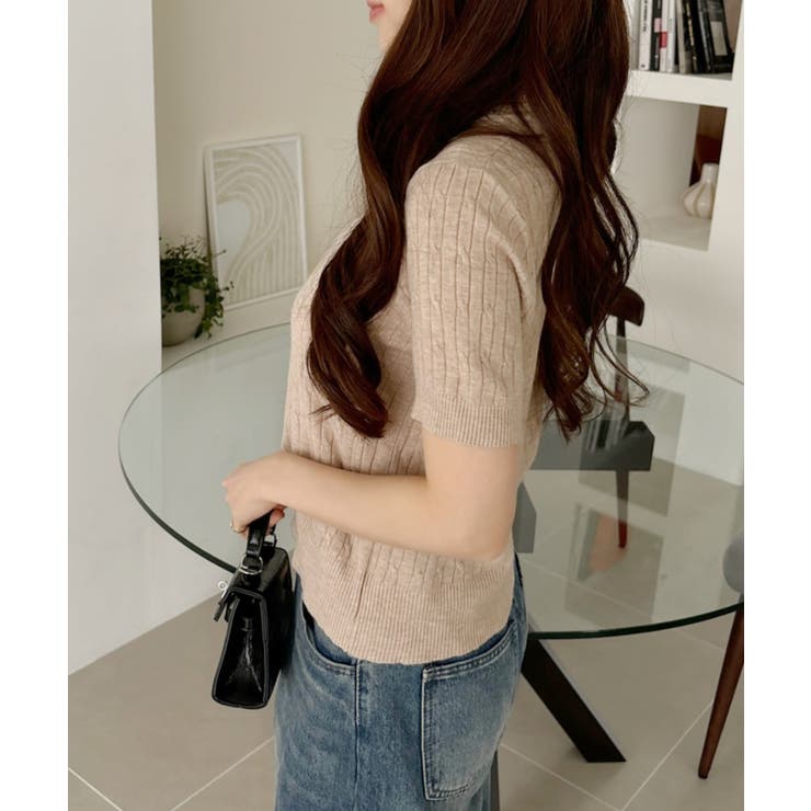 ケーブル デザイン ニット半袖 | Ada. | 詳細画像22 