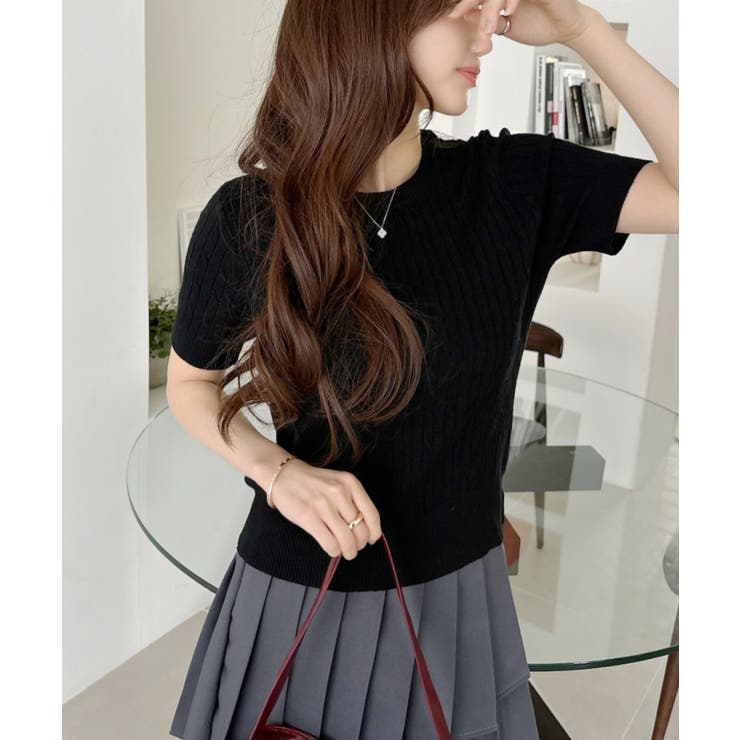 ケーブル デザイン ニット半袖 | Ada. | 詳細画像27 