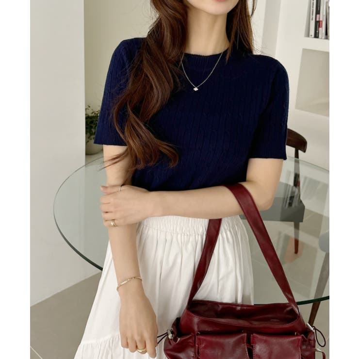 ケーブル デザイン ニット半袖 | Ada. | 詳細画像29 