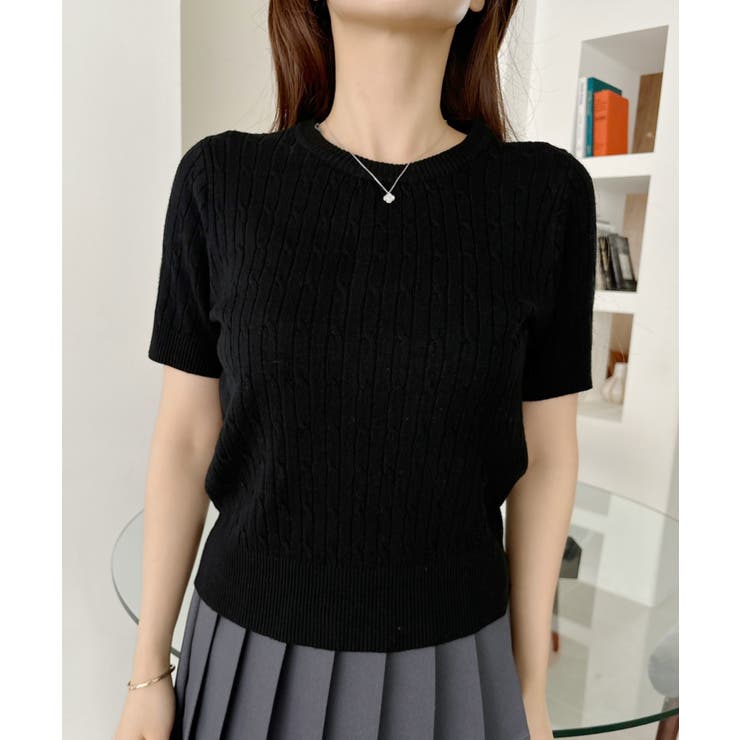 ケーブル デザイン ニット半袖 | Ada. | 詳細画像32 