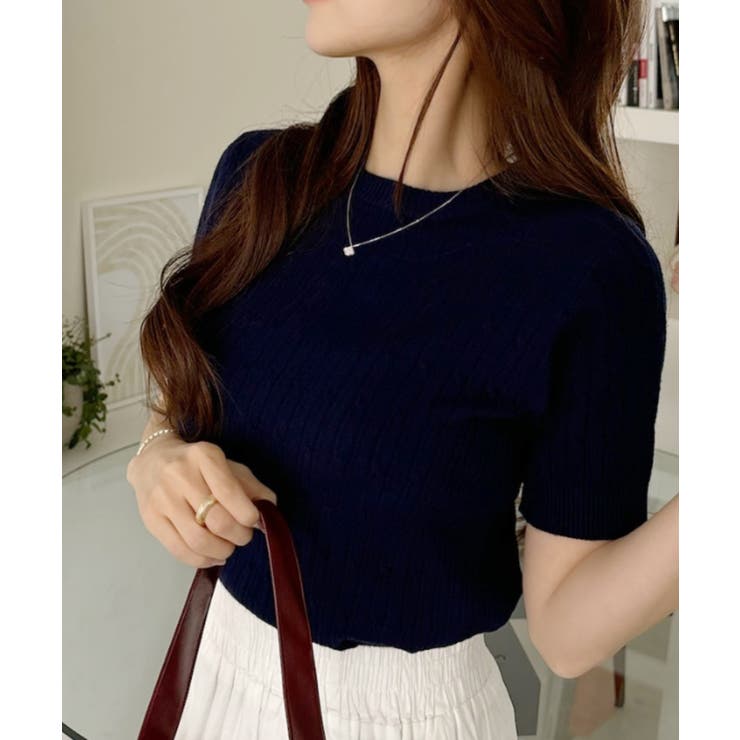 ケーブル デザイン ニット半袖 | Ada. | 詳細画像4 