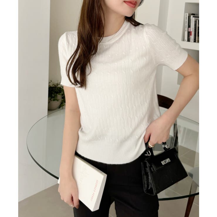 ケーブル デザイン ニット半袖 | Ada. | 詳細画像7 