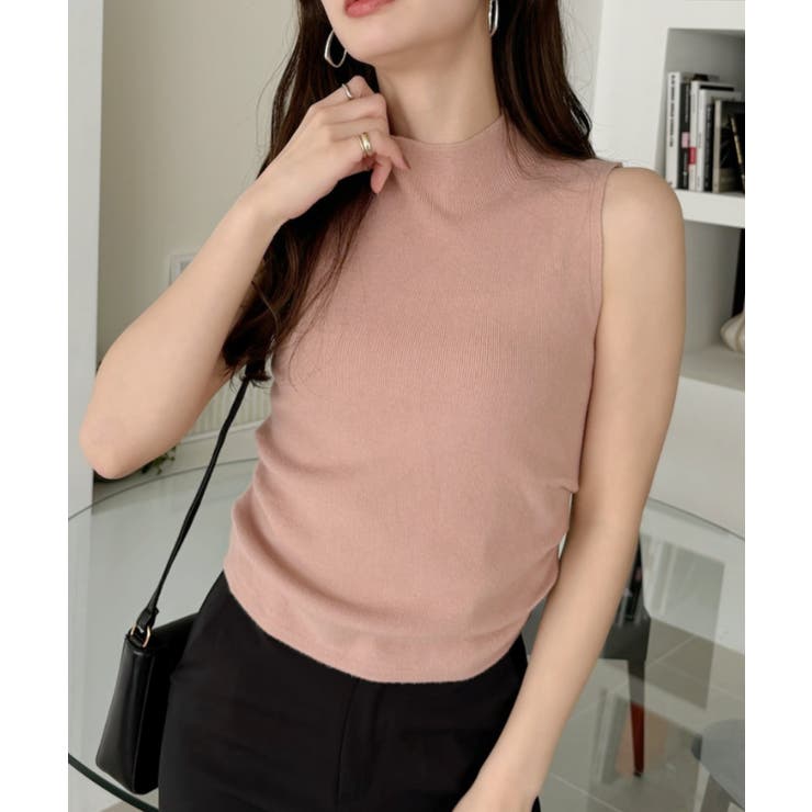 今期　ノースリーブニット 38 PLUMP CIRCLE TOP デザインボーダーノースリーブニット トップス サマーニット