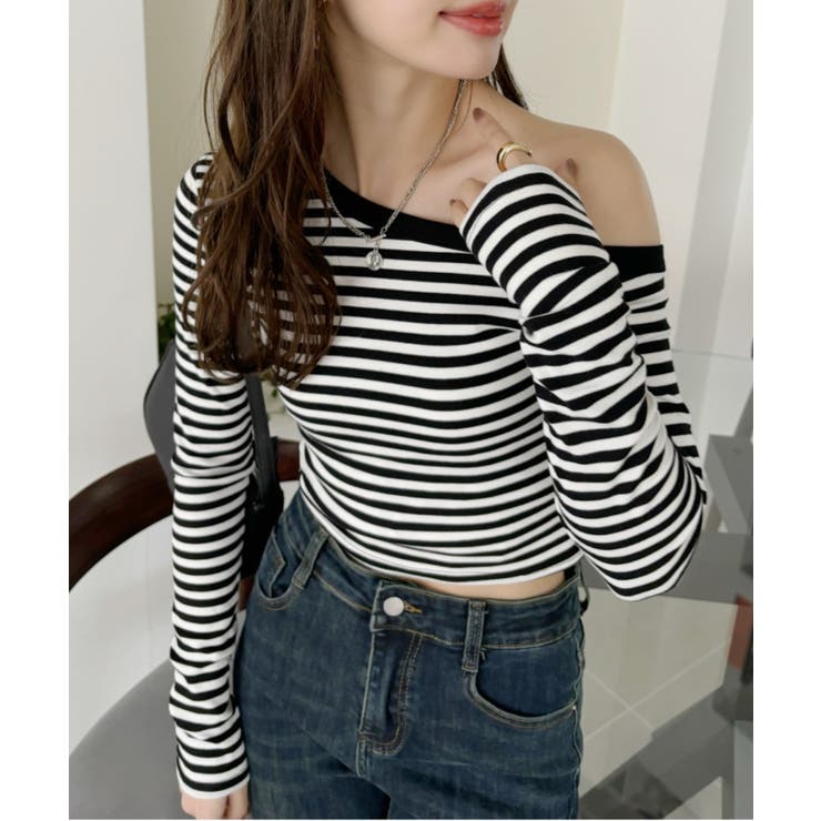 ワンショル デザイン クロップド 長袖 カットソー | Ada. | 詳細画像18 