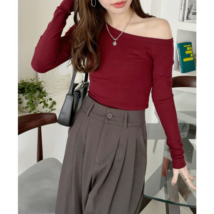 ワンショル デザイン クロップド 長袖 カットソー | Ada. | 詳細画像24 