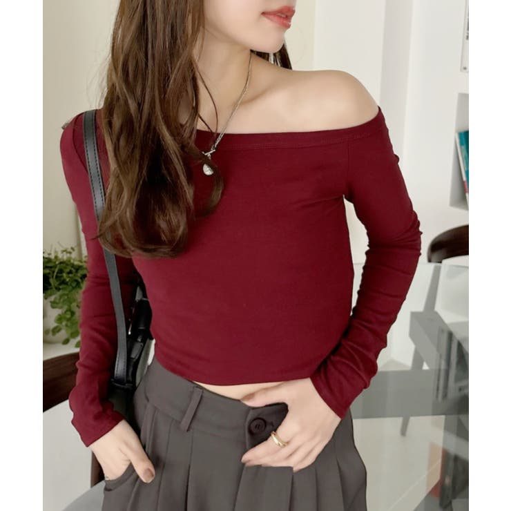 ワンショル デザイン クロップド 長袖 カットソー | Ada. | 詳細画像26 