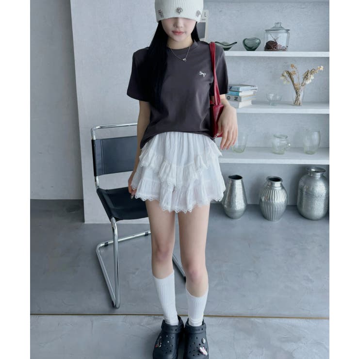 リボン ワンポイント 刺繍 半袖 Tシャツ | Ada. | 詳細画像13 