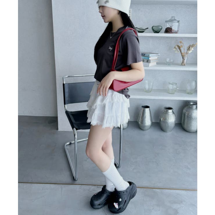 リボン ワンポイント 刺繍 半袖 Tシャツ | Ada. | 詳細画像14 