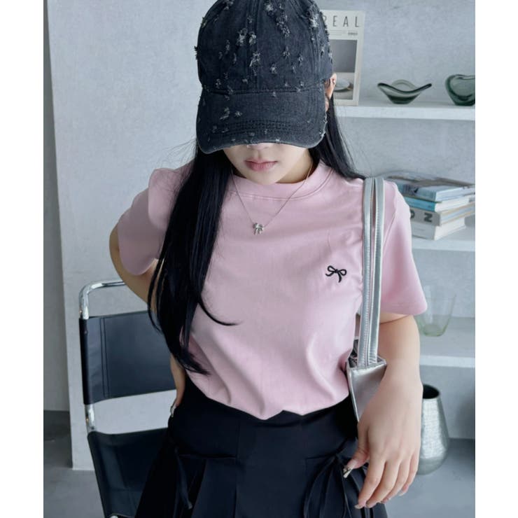 リボン ワンポイント 刺繍 半袖 Tシャツ | Ada. | 詳細画像17 