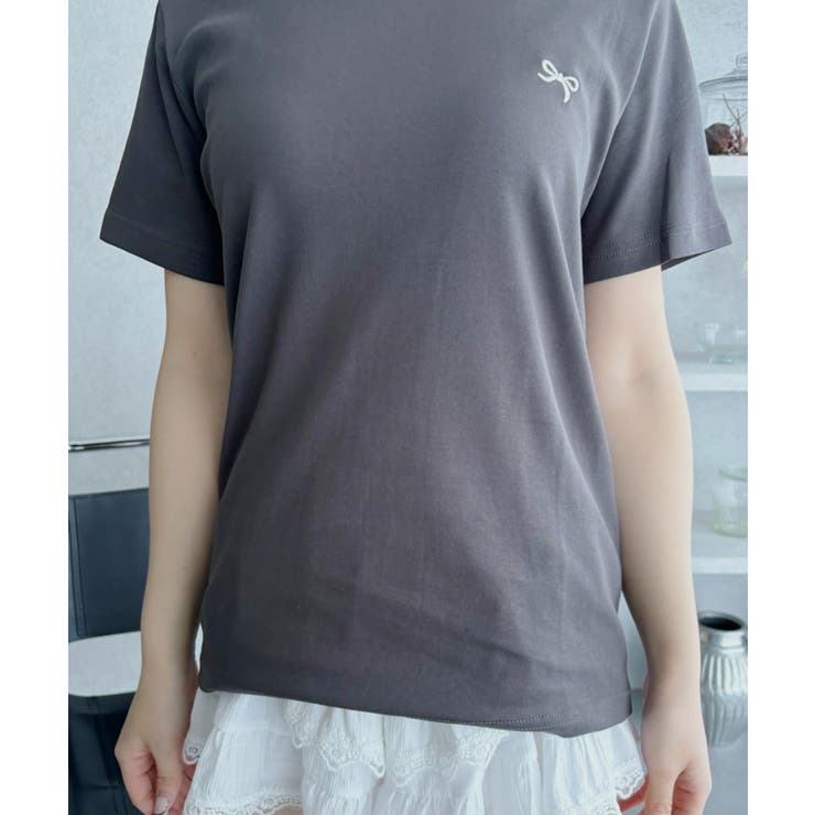 リボン ワンポイント 刺繍 半袖 Tシャツ | Ada. | 詳細画像22 