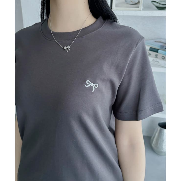 リボン ワンポイント 刺繍 半袖 Tシャツ | Ada. | 詳細画像23 